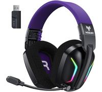 WESEARY WG1 Casque Gaming sans Fil, 2,4 GHz Casque Bluetooth sans Fil avec Micro pour PS5, PS4, PC, Switch, Mac, Mobile, Casque Gaming Pliable avec Son Stéréo et Éclairage LED, Batterie de 50h
