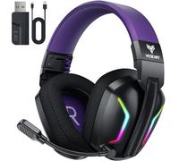 WESEARY WG1 Casque Gaming sans Fil, 2,4 GHz Casque Bluetooth sans Fil avec Micro pour PS5, PS4, PC, Switch, Mac, Mobile, Casque Gaming Pliable avec Son Stéréo et Éclairage LED, Batterie de 50h