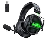 WESEARY WG2 Casque de jeu sans fil 2,4 G avec microphone Bluetooth pour PS5, PS4, PC, Switch, Mac, son surround 7.1, pliable, réduction du bruit avec lumière LED