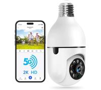 WESECUU - Projecteur de sécurité 5G 2.4GHz WiFi 2K caméras de sécurité sans Fil pour extérieur, détection de Mouvement et Alarme, Conversation bidirectionnelle, Vision Nocturne Couleur,
