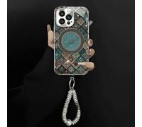 Weseecase Colorful Blue Lotus Flower Totem Case Cover for iPhone - Slim Fit & Anti-Scratch Design, Unique Gift for Art Lovers & Trendsetters (iPhone 16,with Pendant)