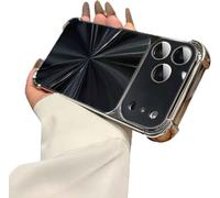 Weseecase Quad-Corner Drop-Proof CD-Texture Case for iPhone 17 Pro Max, CD-Pattern Electroplated Four-Corner Shockproof Case with Lens Protector (Black,16promax)