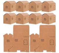 WESIEVYA 10 Boîtes à Bonbons Forme Maison en Papier Kaki, Faciles à Transporter Ranger, pour Halloween et Fêtes, Lot de 10 Boîtes Présents Créatives et Adorables