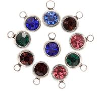 WESIEVYA 10 pièces Breloques Colorées Acier Inoxydable avec Zirconium pour Fabrication Bijoux DIY Pendentifs Rond Zircone Strass Résistantes et Légères Cadeau Anniversaire Noël