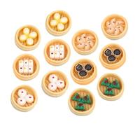 WESIEVYA 12 pièces Miniature Steamed Food Model Set Realistic Mini Food Craft for Pretend Play Kitchen Lightweight Decorative Faux Steamed Buns for Dollhouse and Educational Use