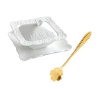 WESIEVYA 1ensemble Bol à Ragoût Céramique avec Couvercle Cuillère et Plateau Résistant Chaleur Service pour Soupe et Cuisine Familiale