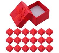 WESIEVYA 24 pièces Lot de Boîtes à Bijoux Rouges Compactes Carton avec Nœud en Ruban Coffrets pour Bagues Pendentifs et Boucles d’Oreilles pour Mariages Anniversaires et Couples Protection