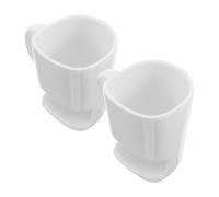 WESIEVYA 2pcs Tasse en Céramique Blanche 225ml avec Compartiment Porte-biscuits Intégré, Solide et Moderne, Thé de L'après-midi Bureau