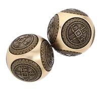 WESIEVYA 2pièces Boules de Gymnastique Laiton à Gravure Hexagonale pour Exercice des Mains Massage Fascia et Muscles Adaptées Relaxation et Bien-être Design Traditionnel Doré