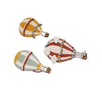 WESIEVYA 3 Pièces Décoration de Ballon Mural en Montgolfière en Bois, Bordures Lisses, Usage Polyvalent, Décoration Murale pour Nouveaux Parents et Salon Familial