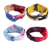 WESIEVYA 4 Pièces Bandeau Style Uni Vintage Pour Femme Lot Adapté Au Yoga Et Entraînement