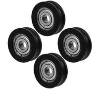 WESIEVYA 4 Roulettes à Gorge en U pour Porte Coulissante, Palier à Roulement Lisse en Nylon Noir 5x20x7 Mm, Rouleaux pour Fenêtre, Volet Roulant et Porte Patio, Galets Solide pour Rail