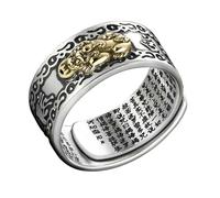 WESIEVYA Bague Alliage Réglable Pour Homme Bague Décorative Style Vintage Feng Shui Anneau Souriant Peau De Dragon Sculpté Accessoire Masculin Avec Symbole De Richesse Et Protection Confort