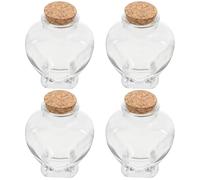WESIEVYA Bocaux en Verre de Cœur avec Couvercle en Liège Lot de 4 160 ML, pour Artisanales Délicates
