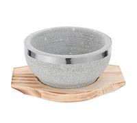 WESIEVYA Bol en Pierre Coréen Plateau en Bois, Conserve la Chaleur et Protège la Table, pour Bibimbap et Soupes Asiatiques, pour Présents et Repas Familiaux