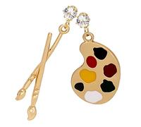 WESIEVYA Boucles D’Oreilles Artistiques Pendantes de Pinceau et Palette de Peinture Légères et Résistantes Bijou Vintage Asymétrique pour Femmes Passionnées D’Art Présent pour Usage