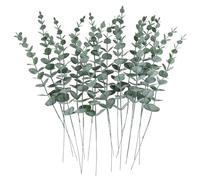 WESIEVYA Bouquet Eucalyptus Artificiel Décoratif 24 Pièces en Plastique Vert, Solide sans Taille, pour Décoration Intérieure et Événements la Maison