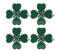 WESIEVYA Boutons de Manchette Cœur Trèfle en Alliage Vert, 2 Paires, Style Classique Français, Solide et Confortable, pour Fêtes Saint-Patrick ou Entretiens