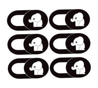WESIEVYA Cache Webcam Blanc Ultra Fin en Abs Motif Éléphant pour Ordinateur Portable, Protection Privacy 6pcs, Couverture Coulissante Adaptée aux Webcams