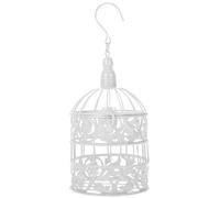 WESIEVYA Cage à Oiseaux Chic Fleurs en Métal Style Européen Blanc et Rangement de Bureau, Accessoire Photo pour Décoration de Mariage pour Fête et Bibliothèque