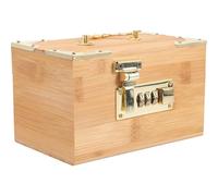 WESIEVYA Coffre au Trésor en Bambou Petit Format Serrure à Combinaison Intégrée, Boîte de Rangement Vintage Multifonction pour Bijoux, Monnaie et Objets Précieux, Décoration Originale