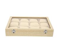 WESIEVYA Coffret à Montres Décoratif en Jute 12 Compartiments pour Bracelets Organiseur de Rangement Élégant pour Hommes et Femmes Étui de Pratique