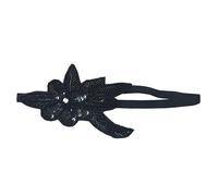 WESIEVYA Coiffe de Mariée Délicate Perles et Plumage en Strass Noir, Bandeau Fait Main Élégant pour Demoiselle D'honneur Lors de Mariages ou Bals