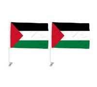 WESIEVYA Drapeaux Palestiniens Décoration de Fenêtre 2pcs avec Hampe pour Voiture Léger et Réutilisable en Plastique et Polyester pour Fête et Parade