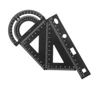 WESIEVYA Ensemble de Règles Métal pour Portable et Pratique et Usage Scolaire et Bureau en Alliage D'aluminium 4 Pièces Rapporteur Triangulaire Règle Droite Noire