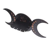 WESIEVYA Étagère Murale Flottante Bohème Chic en Plastique Noir, Présentoir à Cristal Délicat pour Fêtes et Cafés, Support Décoratif Phase de Lune
