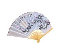 WESIEVYA Éventail Pliant Géant à Main en Tissu de Soie et Papier Kraft, Design Chinois Traditionnel, pour Danse et Décoration Murale à Domicile