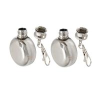WESIEVYA Flasque Portable en Acier Inoxydable 2pcs 1oz avec Porte-clés, Design Mini Bouteille Étanche pour Camping et Activités en Plein Air