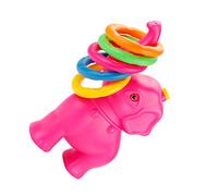 WESIEVYA Jeu D'anneaux à Lancer Éléphant Rose en Plastique, Jouet Interactif pour Garçon Et Filles, 4 Anneaux Colorés, Extérieur Et Intérieur, Coordination Œil-Main Et Motricité Fine