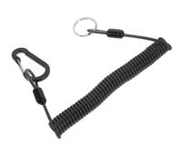 WESIEVYA Lanière à Ressort Rétractable Noire 2 Mètres Corde d'attache Robuste pour Pêche, Accessoires Pêche Anti-Perte pour Navigation de Plaisance et Sports de Plein Air