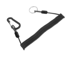 WESIEVYA Lanière à Ressort Rétractable Noire 2 Mètres Corde d'attache Robuste pour Pêche, Accessoires Pêche Anti-Perte pour Navigation de Plaisance et Sports de Plein Air