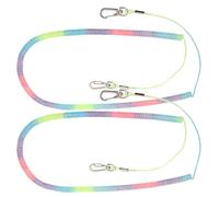 WESIEVYA Lanière Antichoc pour Canne à Pêche 2pcs avec Câble Rétractable en Caoutchouc et Acier Inoxydable, Clip Mousqueton en Acier, Pratique pour Pêche en Bateau ou Trolling