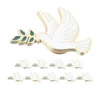 WESIEVYA Lot de 12 broches colombe avec rameau d'olivier, insigne funéraire commémoratif, symbole de paix et d'espoir, à porter sur vêtements, pulls, chapeaux, écharpes et tenues
