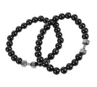 WESIEVYA Lot de 2 Bracelets de Gymnastique Lestés pour Hommes en Perles Noires Haltères en Alliage Bracelet de Perles Noir pour Sport et Fitness Accessoires de Musculation au Poignet