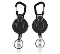 WESIEVYA Lot de 2 Porte-clés à Bobine Rétractable Anti-Perte Boucle Anti-desserrage, Cordon Élastique Haute Élasticité, pour Badge et Activités de Plein Air, Couleur Transparente
