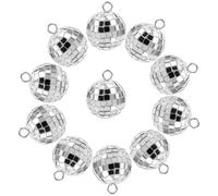 WESIEVYA Lot De 20 Pendentifs Boule Disco Soi-même, Mini Boules Disco Argentées En Plastique Léger, Accessoire Bijou Diy Pour Boucles D’oreilles Et Porte-clés, Décoration Fêtes Vintage