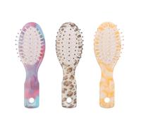 WESIEVYA Lot de 3 Mini Peignes de Voyage en Plastique avec Coussin D'air Compact, Brosses à Cheveux Portables pour Femmes et Garçon et Filles, Design Léopard pour Paquet à Main