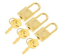WESIEVYA Lot de 3 Set de Petits Cadenas Clés Dorés pour Coffrets en Bois Loquets Décoratifs Vintage pour Boîtes à Bijoux et Coffres au Trésor Accessoires Pirates pour Jeux et Chasses au