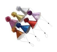 WESIEVYA Lot de 7 Mini Chapeaux de Fête Coniques Multicolores avec Pompon en Papier Pailleté, Taille pour Bébés et Animaux, Accessoires Légers et Sûrs pour Anniversaire, Shower