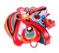 WESIEVYA Masque de Lionceau Chinois Traditionnel Rouge en Plastique Léger Fait Main pour Cosplay, Fêtes et Événements Style Oriental Danse Lionceau