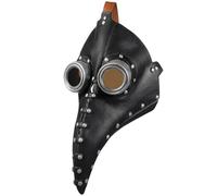 WESIEVYA Masque de Médecin Peste en Cuir Pu Noir, Style Steampunk Créatif Bec, Masque Décoratif pour Festival de Balles et Performances Enfantines