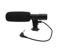 WESIEVYA Microphone D'interview pour Caméra Vidéo Noir en Plastique Portée Ultra-Large et Angle de 90/120° pour Capturer Plusieurs Voix en Stéréo Haute Sensibilité