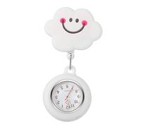 WESIEVYA Montre D’infirmière à Poche Rétractable en Silicone Blanc Doux, Surveillance Infirmière, Accessoire Médical Pratique pour Personnel Soignant, Portable Et Léger, Style Nuage Souriant