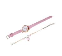 WESIEVYA Montre Femme Bracelet Chat Esprit Décontracté Quartz Synthétique Noir Ensemble 2 Pièces pour Étudiante Usage Quotidien Elegante