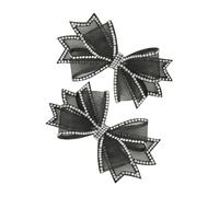 WESIEVYA Ornements Décoratifs Nœud Pour Chaussures Femme Cristaux Noirs Fait Main Ornements Amovibles Diy Mariage Soirée Lot 2 Pièces Accessoires Élégants Pour Talons