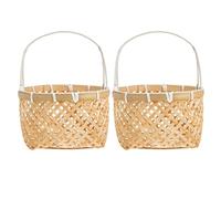 WESIEVYA Paniers Tissés la Main Lot de 2 en Style Naturel Anse pour Rangement de Bouquets et Objets Divers Adapté pour Activités Créatives et Décoration